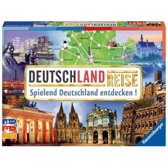 Ravensburger Familienspiel 26492 - Deutschlandreise - Familienklassiker ab 8 Jahren - Gesellschaftsspiel, Reise durch Deutschland, Brettspiel ab 8 Jahren für bis zu 6 Spieler