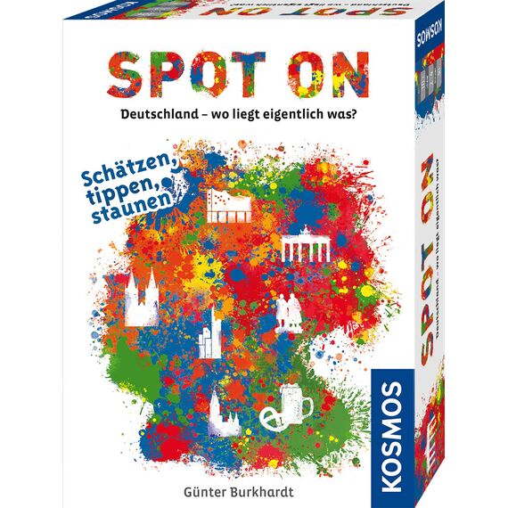 KOSMOS 695187 Spot On - Deutschland - wo liegt eigentlich was? Rasantes Geografie-Spiel um Deutschlands Städte, für Kinder ab 10 Jahre, Jugendliche und Erwachsene