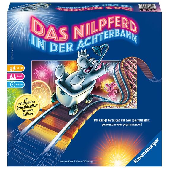 Ravensburger 26772 - Nilpferd in der Achterbahn - Gesellschaftsspiel für die ganze Familie, Spiel für Erwachsene und Kinder ab 10-99 Jahren, für 3-12 Spieler - Partyspiel, Silvesterspiel