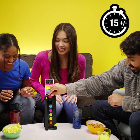 Droppen oder Floppen, elektronisches Partyspiel von den Machern von Trivial Pursuit - Deutsche Version, schneller Spielverlauf für viel Action