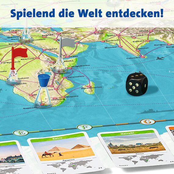 Ravensburger Familienspiel 26888 - Weltreise - Familienklassiker ab 8 Jahren - Gesellschaftsspiel, Reise einmal um die Welt, Brettspiel für bis zu 6 Spieler - über 170 Städte