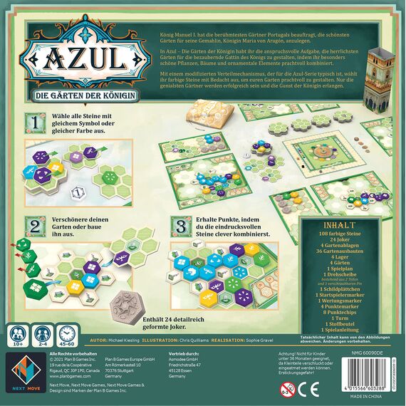 Next Move Games, Azul – Die Gärten der Königin, Familienspiel, 2-4 Spieler, Ab 10+ Jahren, 45-60 Minuten, Deutsch