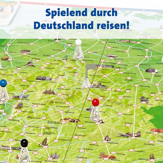 Ravensburger Familienspiel 26492 - Deutschlandreise - Familienklassiker ab 8 Jahren - Gesellschaftsspiel, Reise durch Deutschland, Brettspiel ab 8 Jahren für bis zu 6 Spieler