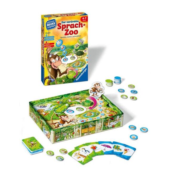 Ravensburger 24945 - Der verdrehte Sprach-Zoo - Spielen und Lernen für Kinder, Lernspiel für Kinder von 4-7 Jahren, Spielend Neues Lernen für 2-4 Spieler & 24951 - E wie Elefant