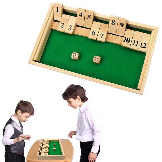 Kitchnexus Deluxe 2-Spieler Shut The Box Würfelspiel Holz Tisch Spiel Klassisch Würfelspiel Board Spielzeug (Grün)
