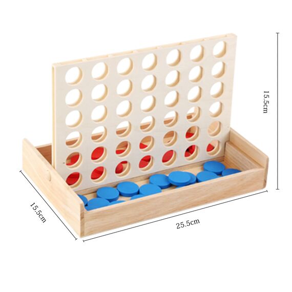ZUNIPLEX 4 In a Row Klassik,Holz 4 in Einer Reihe Spiel,Lernspielzeug für Kinder,Strategiespiel für Kinder ab 3 4 5 6 7 8