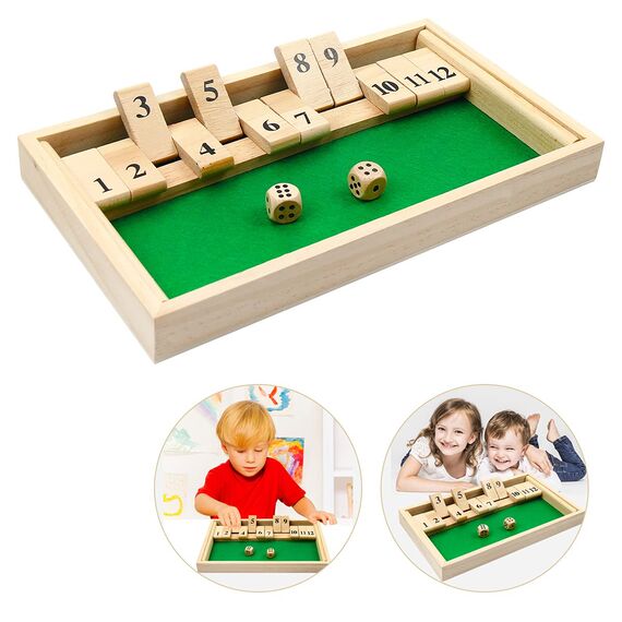 Kitchnexus Deluxe 2-Spieler Shut The Box Würfelspiel Holz Tisch Spiel Klassisch Würfelspiel Board Spielzeug (Grün)