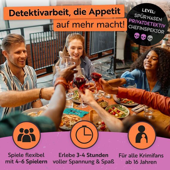 Gourmet Criminelle® Krimidinner für zuhause I 4-6 Personen I Mysteriöser Mordfall Maskenmord am Eiffelturm für Deine Crime Dinner Party I Spannendes Krimi Dinner Spiel ab 16 Jahren I 4-6 Spieler