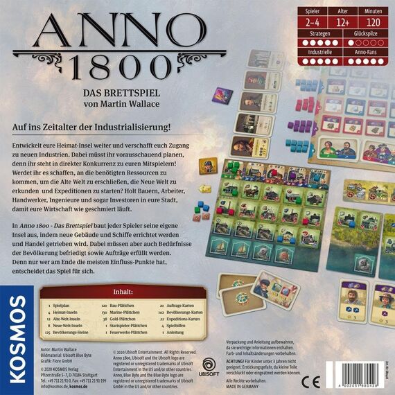 KOSMOS 680428 Anno 1800, Das Brettspiel zum beliebten PC-Spiel, Aufbau-Strategie-Spiel für 2-4 Spieler, Gesellschaftsspiel ab 12 Jahre, mit Originalgrafiken