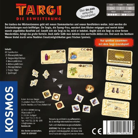 Kosmos 692643 Targi - Die Erweiterung, Mehr Spielmöglichkeiten für das Grundspiel, Spiele für 2 Personen, Spiel für Zwei, Brettspiel, Gesellschaftsspiel, Strategiespiel, Erweiterung zu Targi