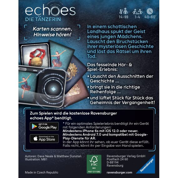 Ravensburger 20812 Echoes Die Tänzerin - Empfehlungsliste 2022 Spiel des Jahres, Hörspiel, Gesellschaftsspiel für Erwachsene und Jugendliche ab 14 Jahren, kleine Geschenke