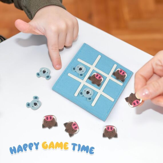 Moosono Tic Tac Toe Spiel, Filz Brettspiel Spielzeug, Bunt Lernspielzeug Geeignet für Geburtstag, Kindertag, Zuhauser, Schule, Party (Tier (16 Stück))