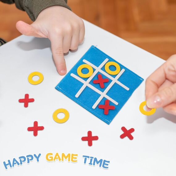 Moosono Tic Tac Toe Spiel, 24 Stück Filz Tic Tac Mini, Bunt Tic Tac Town Spiel, Lernspielzeug Geeignet für Geburtstag, Kindertag, Zuhauser, Schule, Party