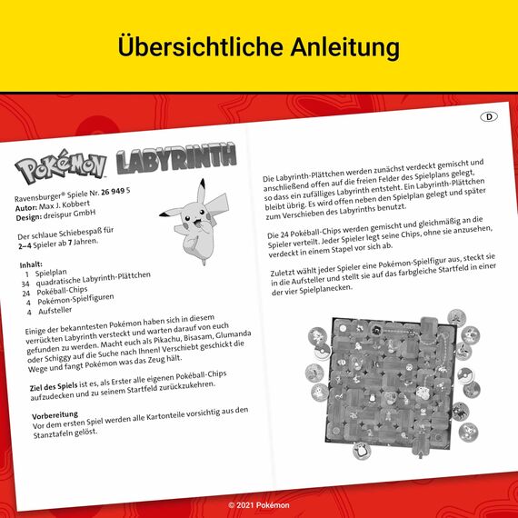 Ravensburger 26949 - Pokémon Labyrinth - Familienspiel für 2-4 Spieler ab 7 Jahren