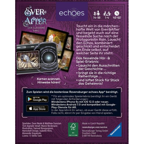 Ravensburger 24850 Echoes Ever & After - Audio Mystery Spiel ab 14 Jahren zum Spiegel Roman von Stella Tack, mit exklusivem Stickerbogen, Erlebnis-Spiel, knisternde Märchen Fantasy