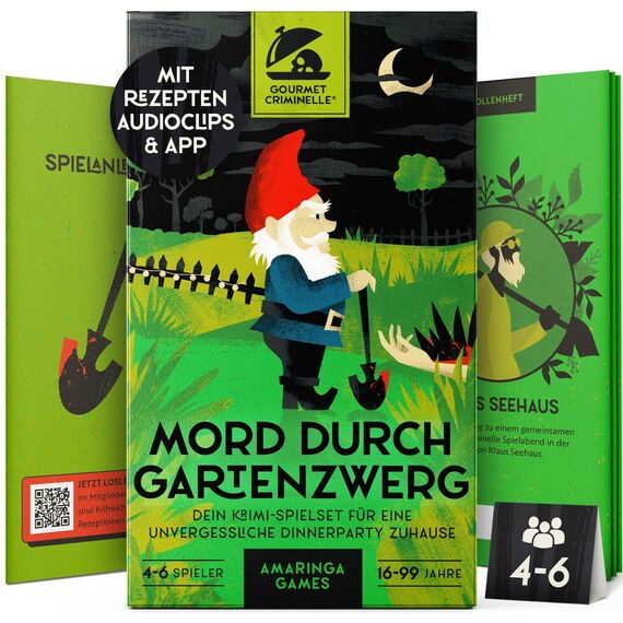 Gourmet Criminelle® Krimidinner für zuhause I 4-6 Personen I Mysteriöser Mordfall Mord durch Gartenzwerg für Deine Crime Dinner Party I Spannendes Krimi Dinner Spiel ab 16 Jahren I 4-6 Spieler