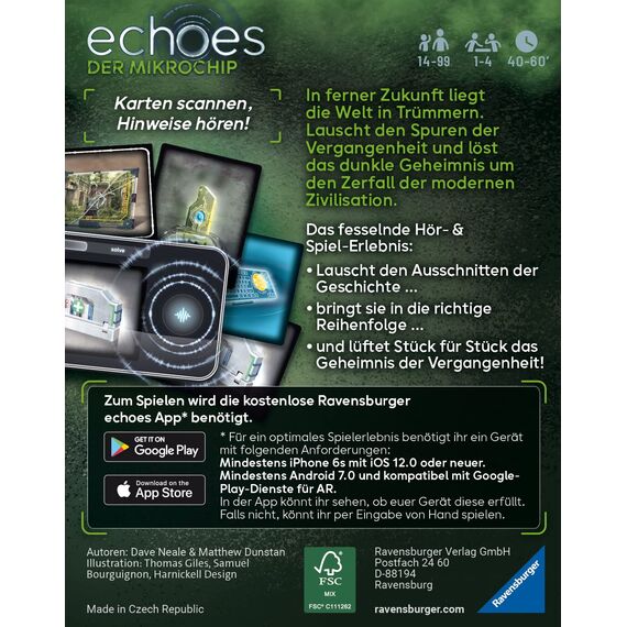 Ravensburger 20816 Echoes Der Mikrochip - Hörspiel, Gesellschaftsspiel für Erwachsene und Jugendliche ab 14 Jahren, kleine Geschenke