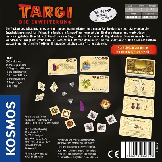Kosmos 692643 Targi - Die Erweiterung, Mehr Spielmöglichkeiten für das Grundspiel, Spiele für 2 Personen, Spiel für Zwei, Brettspiel, Gesellschaftsspiel, Strategiespiel, Erweiterung zu Targi