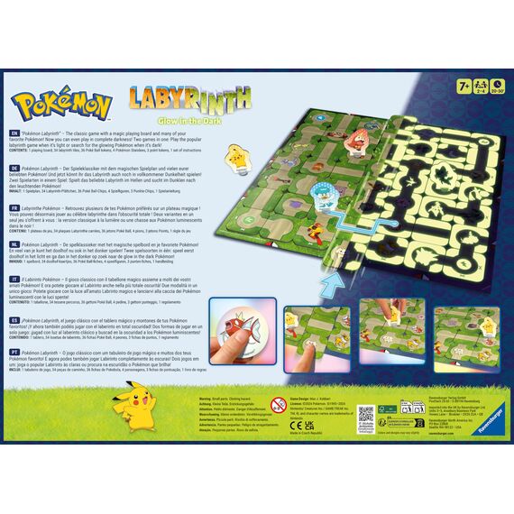 Ravensburger 22705 - Pokémon Labyrinth Glow in The Dark - Schiebespaß mit den beliebtesten Pokémon für 2-6 Personen ab 7 Jahren: Im Hellen und Dunkeln spielbar