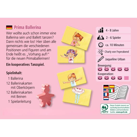 HABA Prima Ballerina – Tanzspiel für 2-6 Kinder – Zum Figuren Nachtanzen – Kooperatives Spiel zum Thema Ballett ab 4 Jahren – 1005979001