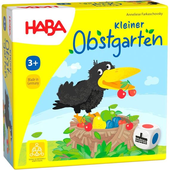 HABA Kleiner Obstgarten – Kooperatives Würfelspiel ab 3 Jahren – Fördert Farb- & Formenzuordnung & Teamarbeit – Für 1-4 Spieler – 1004907001