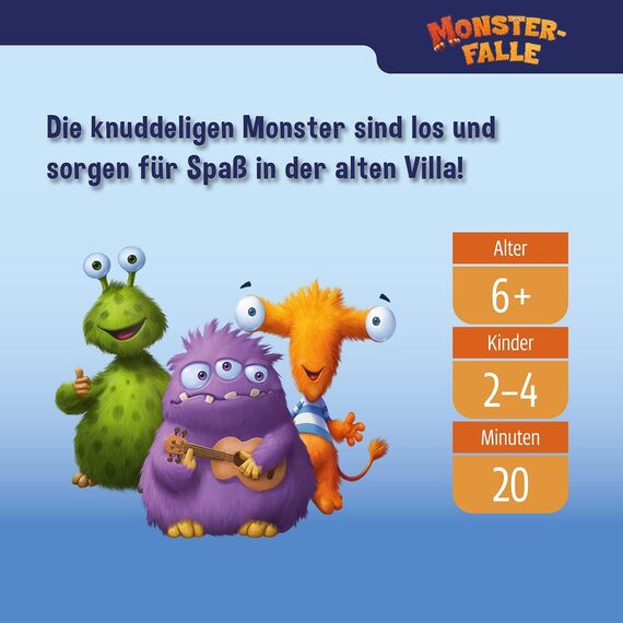 Kosmos 682637 Monsterfalle, Das lustiges Kinderspiel ab 6 Jahre, für 2 bis 4 Personen, Brettspiel mit besonderem Schiebemechanismus, kooperatives Familienspiel, spannendes Gesellschafttspiel