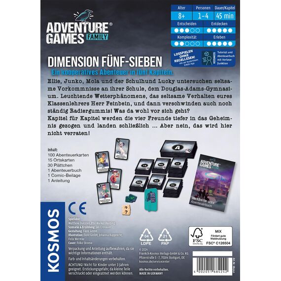 KOSMOS 684242 Adventure Games Family - Dimension 5-7, Familienspiel, Entdeckt die Story, spannendes Fantasy-Abenteuer-Spiel, Kooperatives Gesellschaftsspiel für 1 bis 4 Spieler ab 8 Jahre