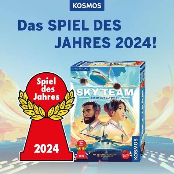 Kosmos 684044 Sky Team - Bereit zur Landung? Spiel des Jahres 2024, kooperatives Spiel für 2 Personen ab 10 Jahre, deutschsprachige Version, Strategiespiel, Brettspiel, Gesellschaftsspiel