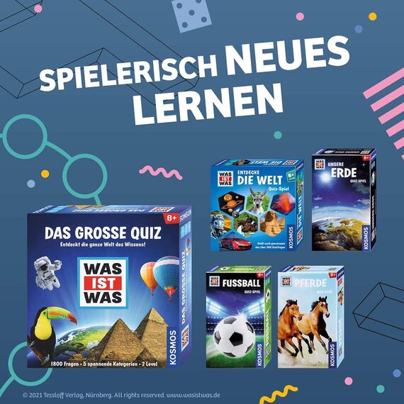KOSMOS ‎687748 was ist was Entdecke die Welt, Quiz-Spiel, über 300 Quiz-Fragen, kooperatives Wissensspiel für Kinder und Jugendliche ab 8 Jahre, Rate-Spaß, Familienspiel