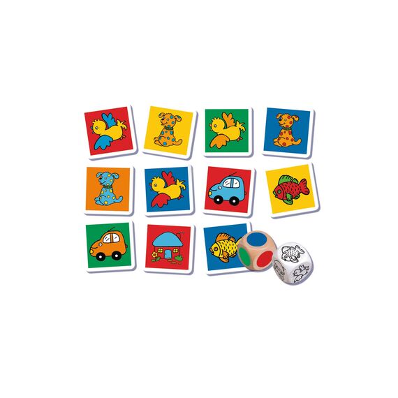 noris Patsch Reaktionsspiel, Kinderspiel mit 25 Motivkarten & 2 Würfeln, Für 2‑6 Spieler, Fördert Aufmerksamkeit & Schnelligkeit, Ab 4 Jahren, Familienspiel
