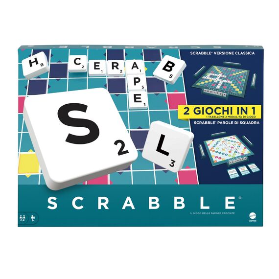 Mattel Games Scrabble Zwei in Eins, Version: Italienisch, HXW03