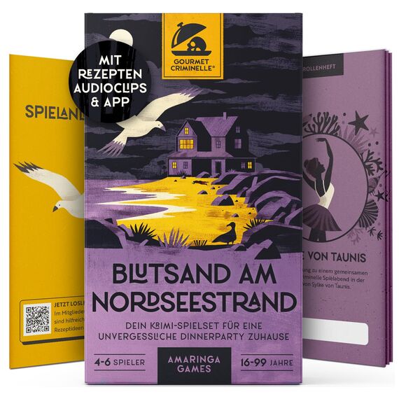 Gourmet Criminelle® Krimidinner für zuhause I 4-6 Personen I Mysteriöser Mordfall Blutsand am Nordseestrand für Deine Crime Dinner Party I Spannendes Krimi Dinner Spiel ab 16 Jahren I 4-6 Spieler