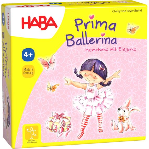 HABA Prima Ballerina – Tanzspiel für 2-6 Kinder – Zum Figuren Nachtanzen – Kooperatives Spiel zum Thema Ballett ab 4 Jahren – 1005979001