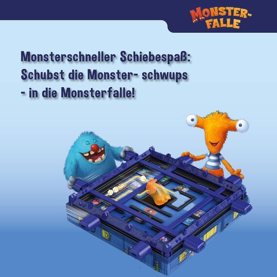 Kosmos 682637 Monsterfalle, Das lustiges Kinderspiel ab 6 Jahre, für 2 bis 4 Personen, Brettspiel mit besonderem Schiebemechanismus, kooperatives Familienspiel, spannendes Gesellschafttspiel