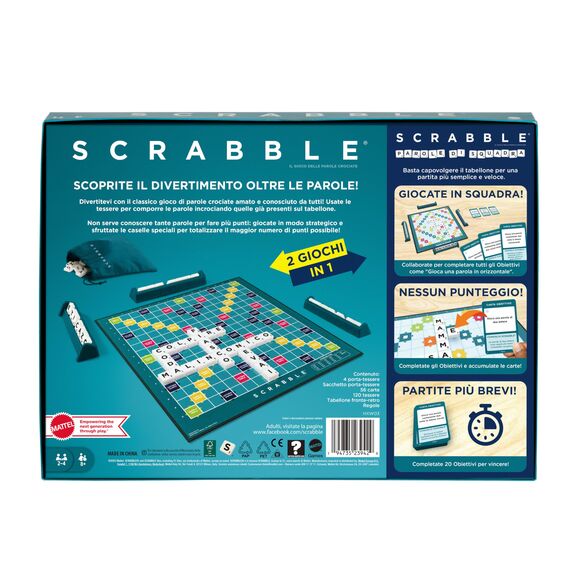 Mattel Games Scrabble Zwei in Eins, Version: Italienisch, HXW03