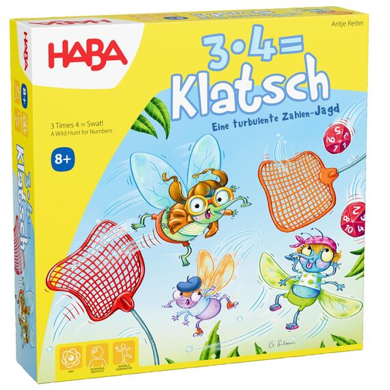 HABA 3X4=Klatsch – Spannendes Lernspiel für 2-6 Spieler ab 8 Jahren, Fördert das kleine Einmaleins und die Konzentration, Lustiges Reaktionsspiel zum Rechnen üben – 2012173001