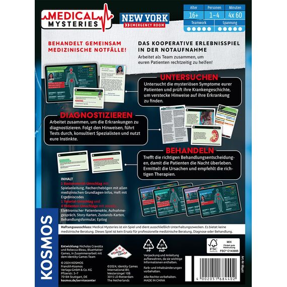 KOSMOS 684402 Medical Mysteries - New York, kooperatives Rollenspiel mit medizinischem Setting, Medical Crime Files, Brettspiel ab 16 Jahre, Empfehlungsliste Spiel des Jahres 2025