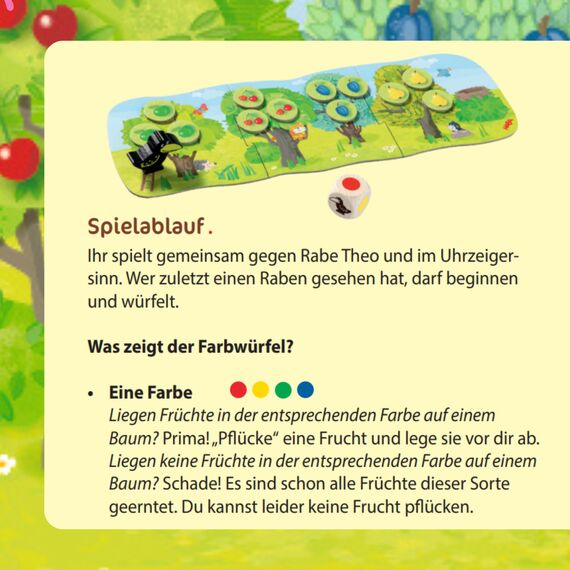 HABA Kleiner Obstgarten – Kooperatives Würfelspiel ab 3 Jahren – Fördert Farb- & Formenzuordnung & Teamarbeit – Für 1-4 Spieler – 1004907001