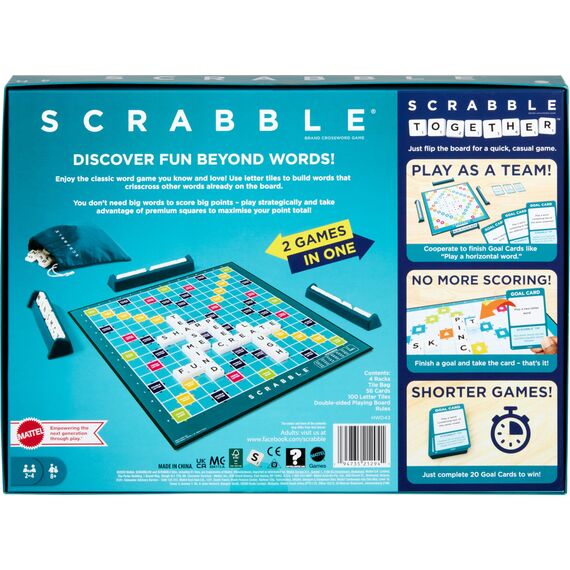 Mattel Games Scrabble Zwei in Eins, Version: Englisch, HWD43