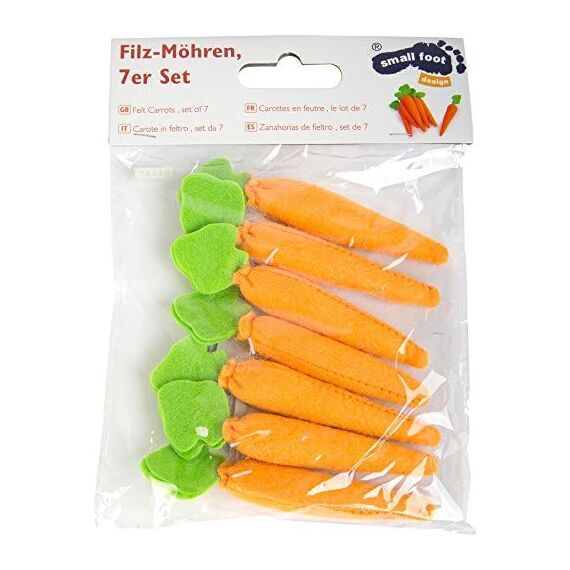 small foot Filz-Möhren im 7-er Set, tolle Ergänzung für Kaufmannsladen, Kinderküche oder Rollenspiel, 4425, Orange