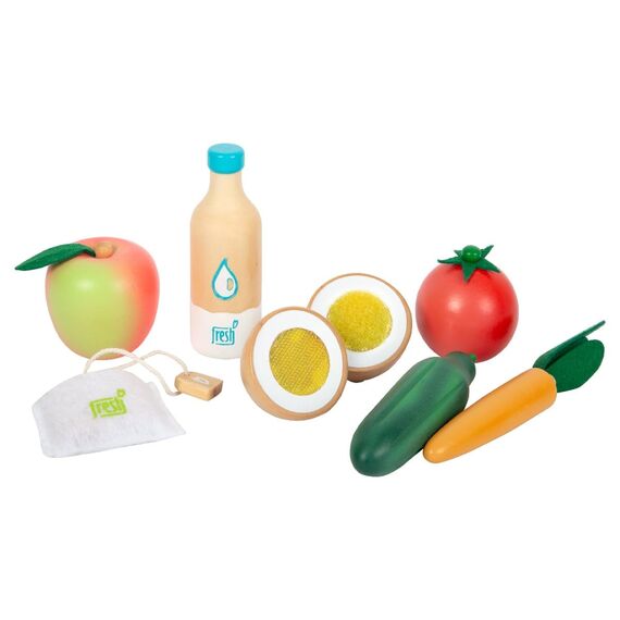 small foot Lebensmittel-Set vegetarisch "fresh" aus Holz, Spiellebensmittel-Set und Rollenspielzeug, ab 3 Jahren, 12284