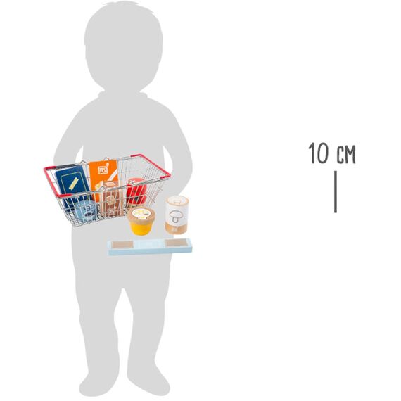 small foot Lebensmittel-Set im Einkaufskorb "fresh" aus Holz, für Kinderküchen und Kaufmannsläden, ab 3 Jahren, 11443