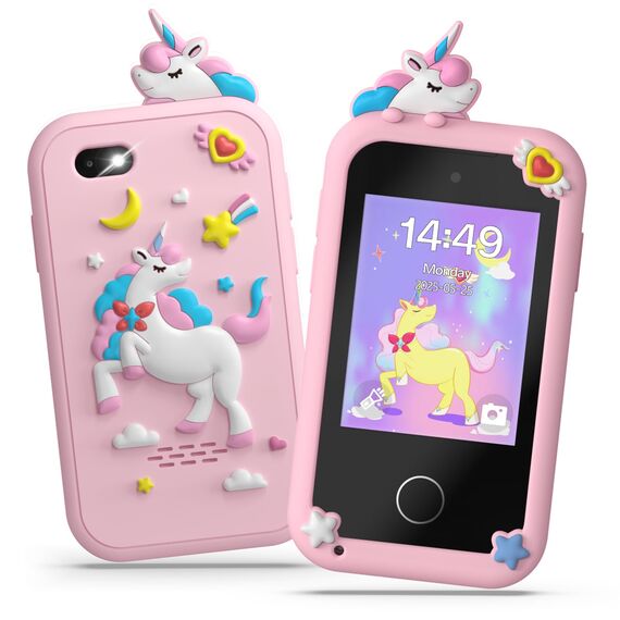 Fippesax Kinder Handy Smartphone Spielzeug, Kinderkamera 2,8" Touchscreen Handy für Mädchen Jungen, 20 lernspiele, Dualkamera, 8GB SD Karte, MP3 Player 3-9 Jahre