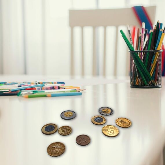 Learning Resources Spielgeldset Euro-Münzen (Set mit 100 Stück), Kinder Euro spielgeld münzen, kaufladen Kasse, Spielgeld für Kinder kaufmannsladen einkaufsladen