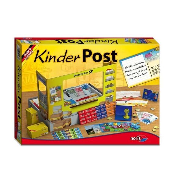 noris Kinderpost - Klassisches Kinder-Rollenspiel, inkl. Postschalter und viel Postzubehör, Postkarten, Briefe, Pakete, für Kinder ab 4 Jahren