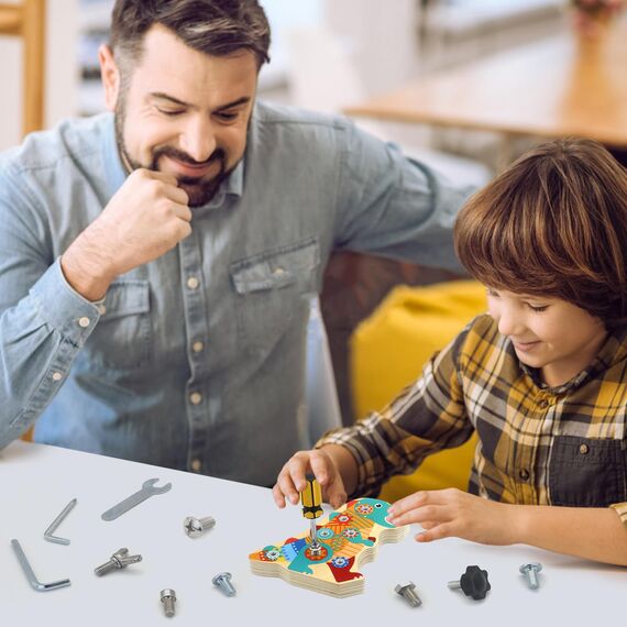 Liangding Montessori Spielzeug ab 3 4 5 Jahre, Busy Board Montessori Schraubbrett Dino Holzspielzeug, Motorikspielzeug Lernspiele für Mädchen Junge, Kinderspielzeug für Geschenk