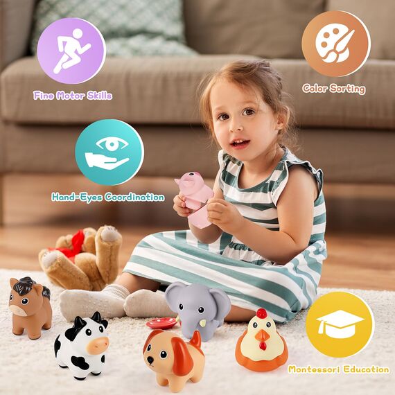 Victse Montessori Spielzeug für Kleinkinder, Farbsortierung & Stapeln Passende Lernsortierspielzeug, Motorikspielzeug Baby Sensory Lernspiele Geschenk für Kinder Jungen Mädchen