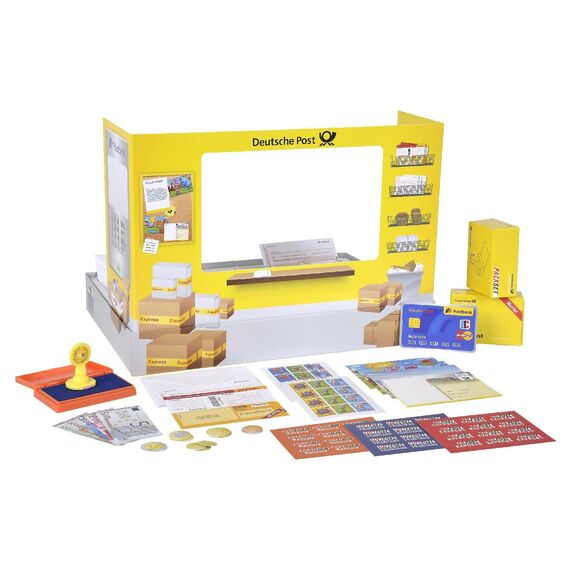 noris Kinderpost - Klassisches Kinder-Rollenspiel, inkl. Postschalter und viel Postzubehör, Postkarten, Briefe, Pakete, für Kinder ab 4 Jahren