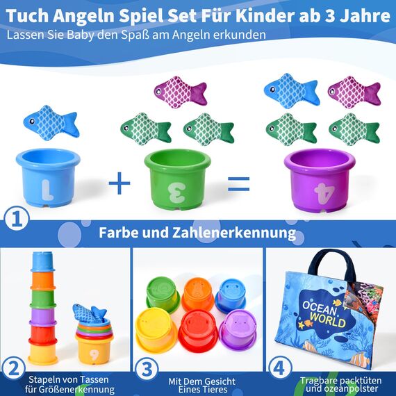 Tokiyis Baby Spielzeug ab 1 Jahr, Montessori Sensorik Angelspielzeug von 1 Kinder,Trainiert Hand Auge Koordination Kleinkind Lernspielzeug Weihnachts & Ostergeschenk ab 1-3 Jahre Für Junge & Mädchen