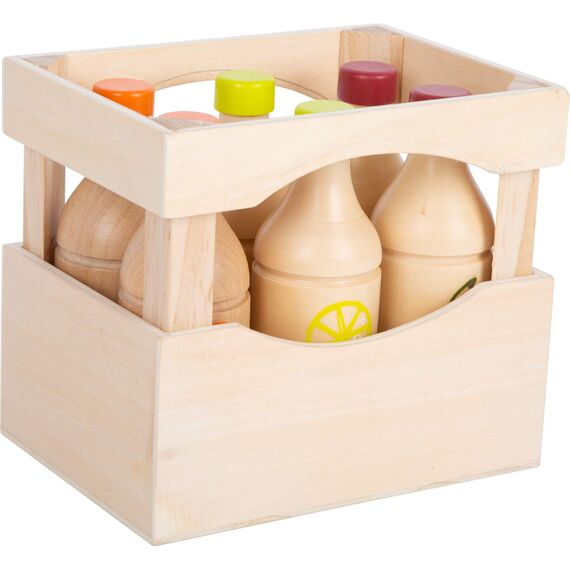 small foot Flaschenkiste "fresh" aus Holz, 6 Flaschen aus 3 Sorten, Zubehör für Kaufmannsladen, ab 3 Jahren, 11739